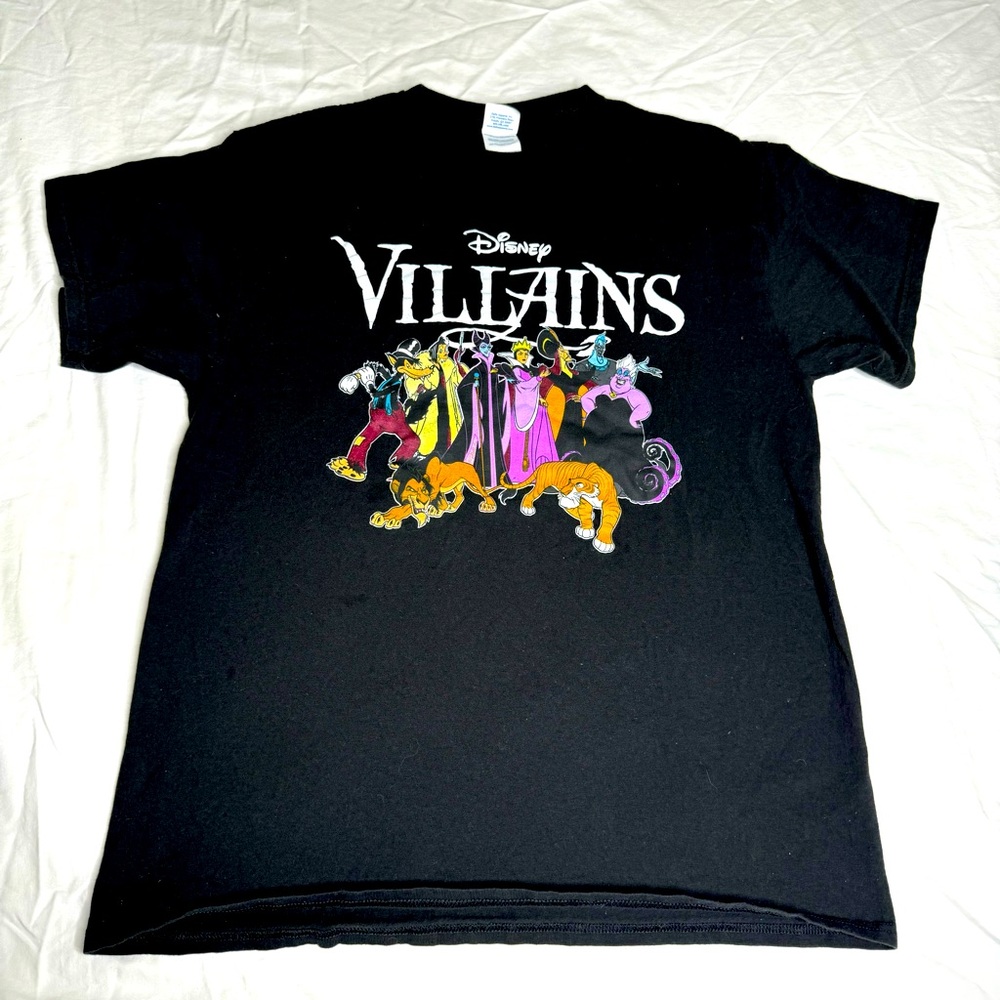 Disney Villains Black Graphic T Shirt Adult Size Large Scar Ursula Hades Jafar
